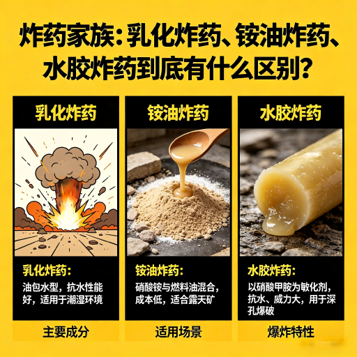 中阳炸药家族：乳化炸药、铵油炸药、水胶炸药到底有什么区别？